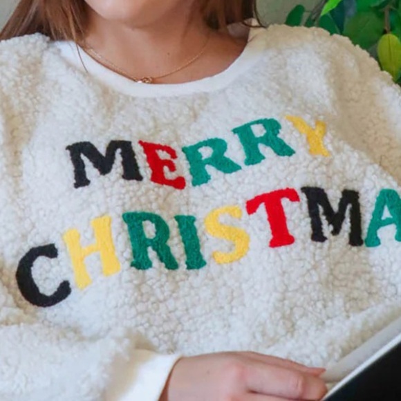 BiBi Ensley Christmas Embroidered Sherpa Pullover XL NWT Holiday - Picture 5 of 8